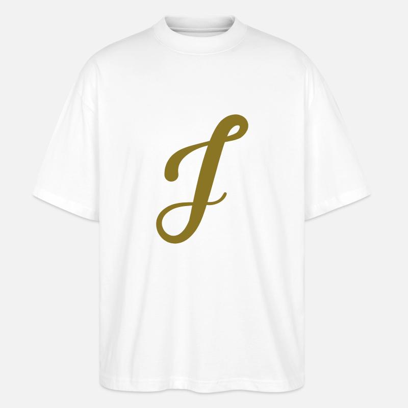 J - Buchstabe - Stanley/Stella Oversized Unisex Bio T-Shirt Blaster 2.0 - Weiß