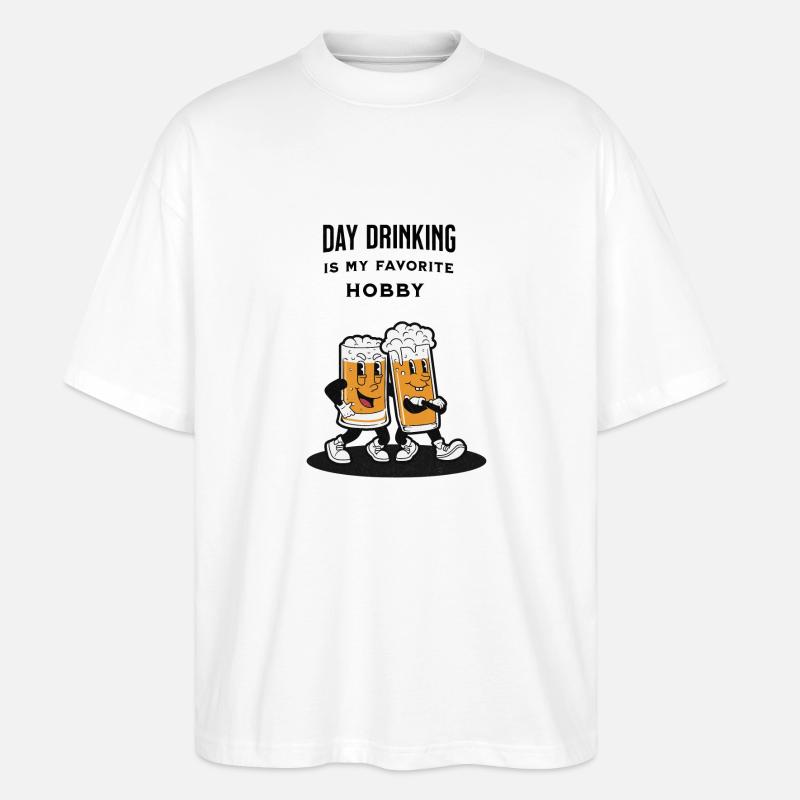 Day Drinking Bier Geschenkidee - Stanley/Stella Oversized Unisex Bio T-Shirt Blaster 2.0 - Weiß