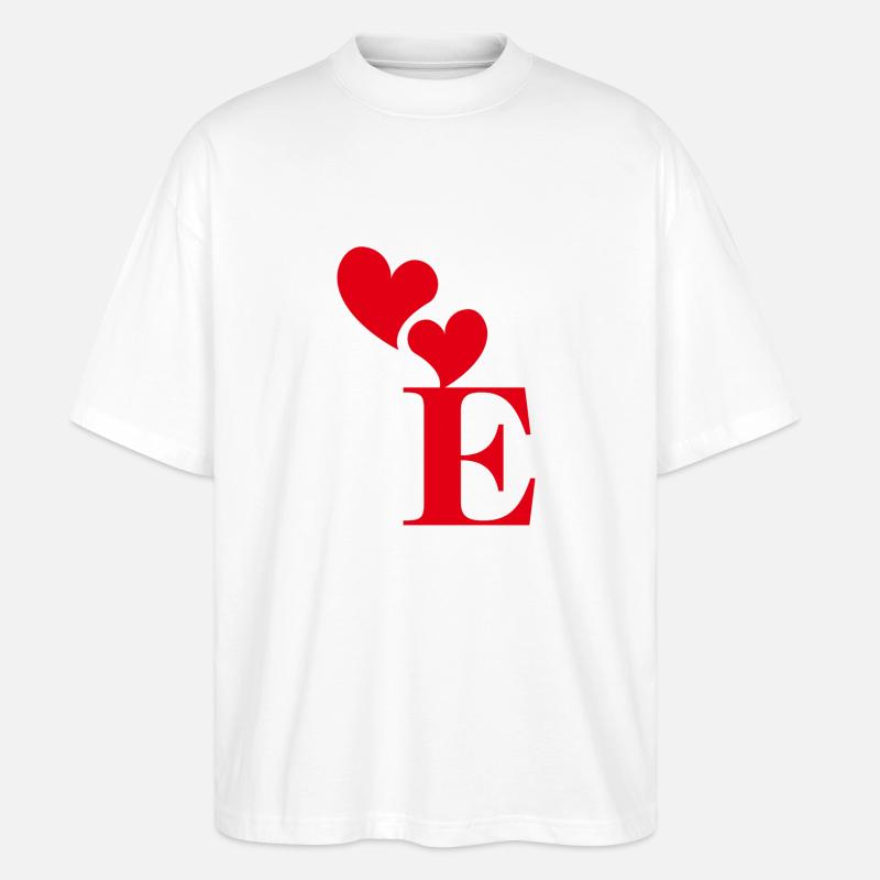 Buchstabe e rotes Herz - Stanley/Stella Oversized Unisex Bio T-Shirt Blaster 2.0 - Weiß