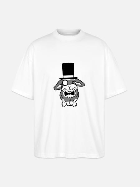 Mr. Bunny Gentleman Hoge Hoed Monocle Bril - Stanley/Stella Uniseks oversized bio T-shirt Blaster 2.0 - wit