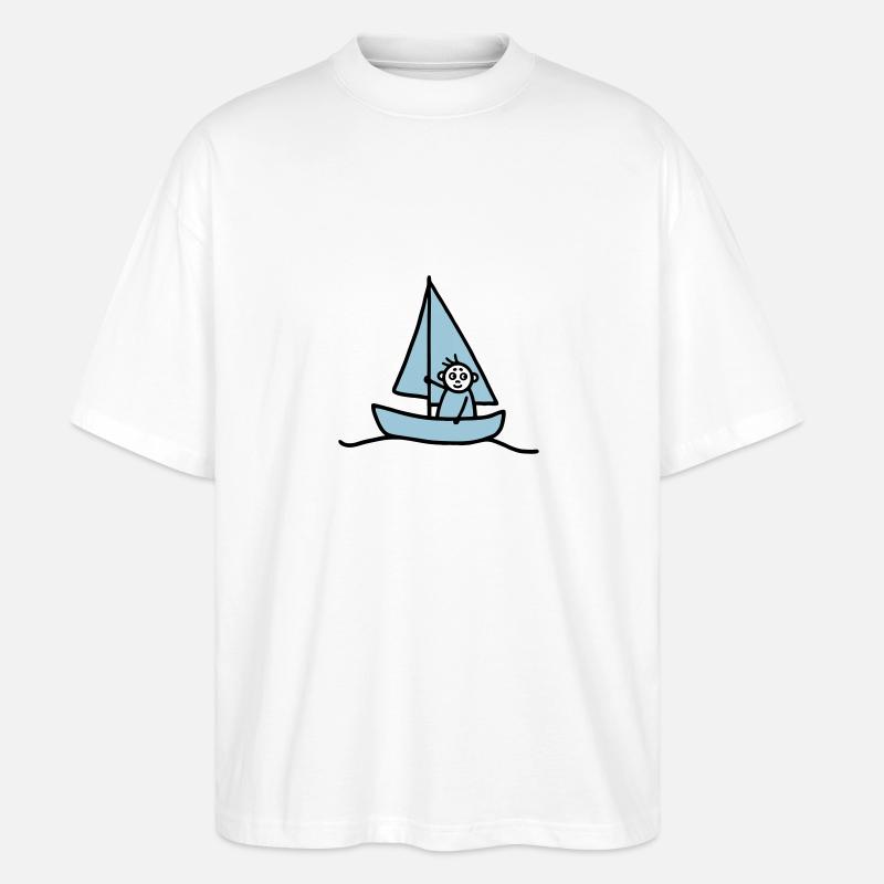 Sailing man - Sailboat - V2 - Stanley/Stella Oversized Unisex Organic T-shirt Blaster 2.0 - white