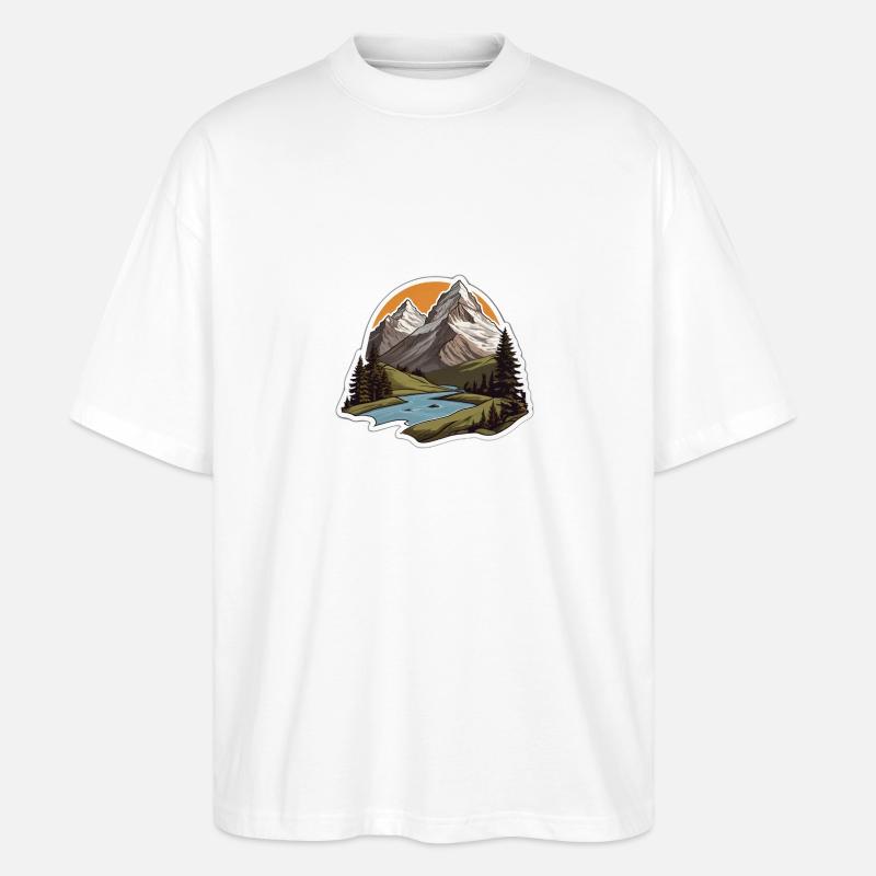 Schweizer Berge - Stanley/Stella Oversized Unisex Bio T-Shirt Blaster 2.0 - Weiß