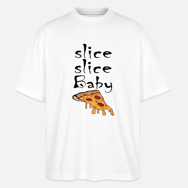 Slice Slice Baby Pizzastück - Stanley/Stella Oversized Unisex Bio T-Shirt Blaster 2.0 - Weiß