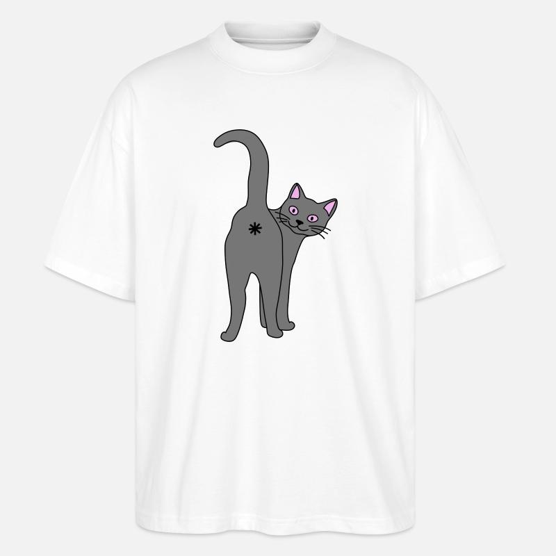 Freche Katze - Stanley/Stella Oversized Unisex Bio T-Shirt Blaster 2.0 - Weiß