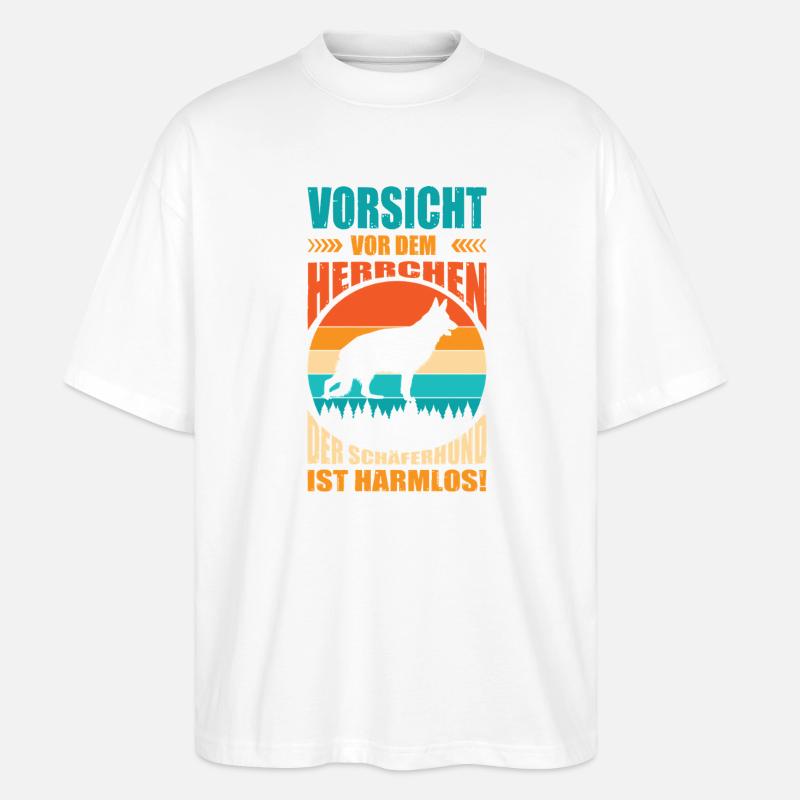 Schäferhund Geschenke Hund Herrchen Gassi - Stanley/Stella Oversized Unisex Bio T-Shirt Blaster 2.0 - Weiß