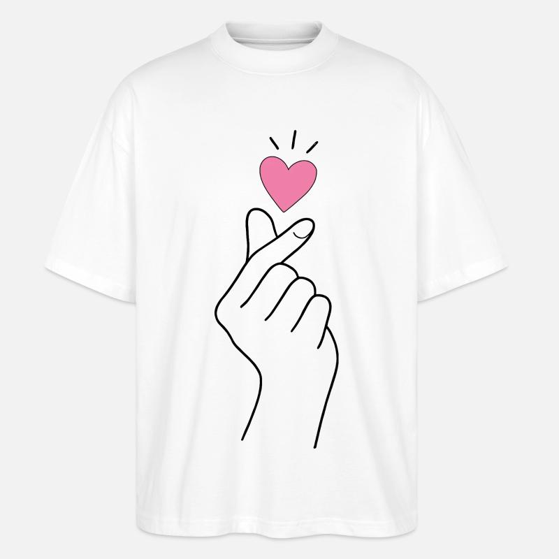 Cœur de doigt K-Pop - T-shirt bio Blaster 2.0 coupe oversize Stanley/Stella Unisexe - blanc