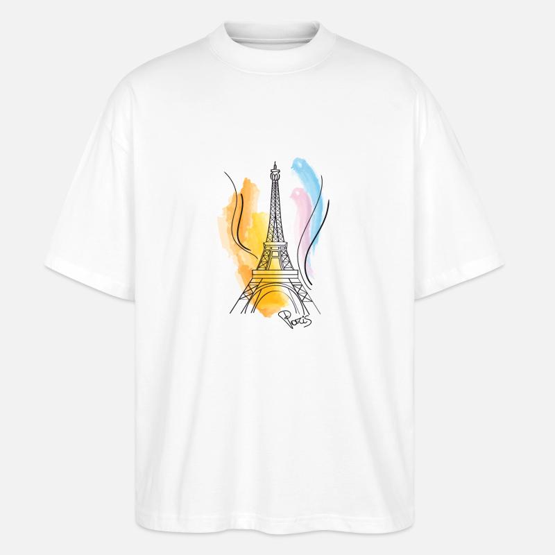 Dessin de tour Eiffel - T-shirt bio Blaster 2.0 coupe oversize Stanley/Stella Unisexe - blanc