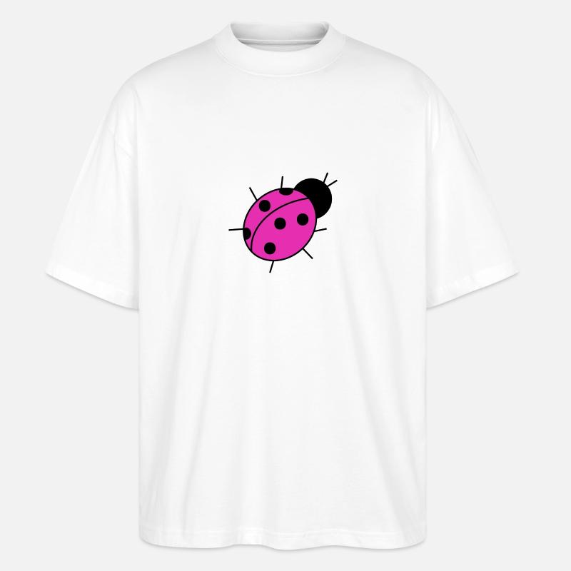 Marienkäfer Pink - Stanley/Stella Oversized Unisex Bio T-Shirt Blaster 2.0 - Weiß