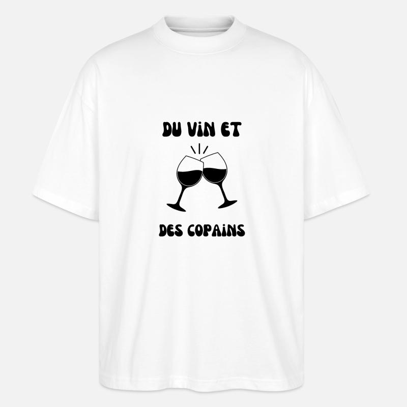 Du vin et des copains - T-shirt bio Blaster 2.0 coupe oversize Stanley/Stella Unisexe - blanc
