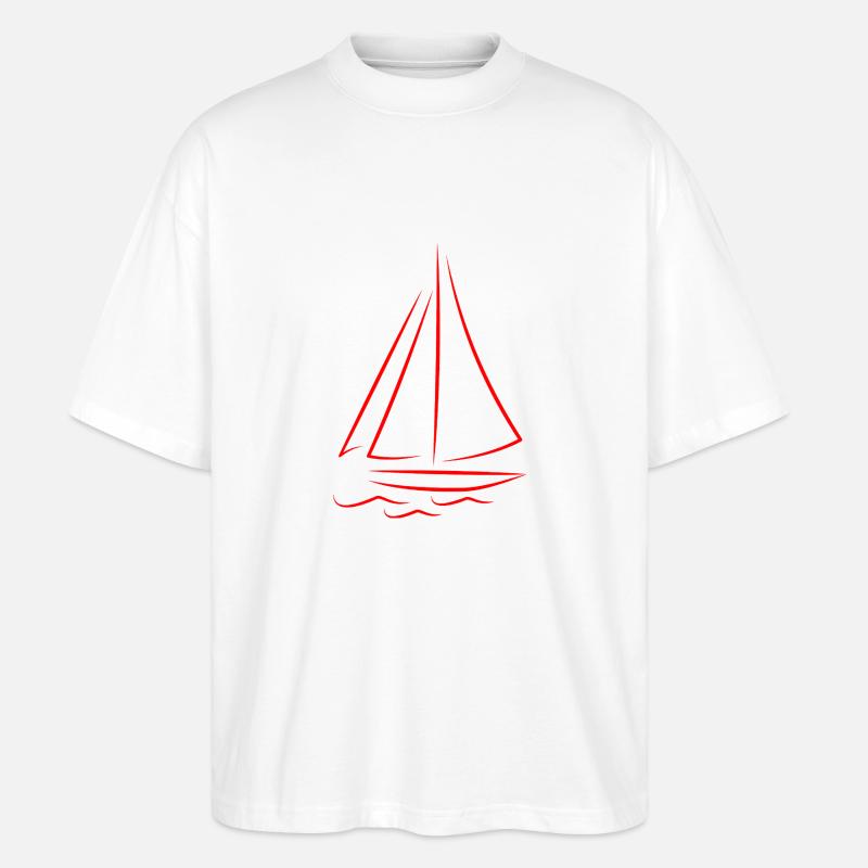 Segelboot Boot Illustration - Stanley/Stella Oversized Unisex Bio T-Shirt Blaster 2.0 - Weiß