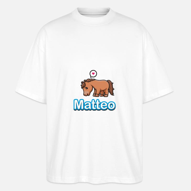 Falkenhof Matteo Comic Pferd - Stanley/Stella Oversized Unisex Bio T-Shirt Blaster 2.0 - Weiß