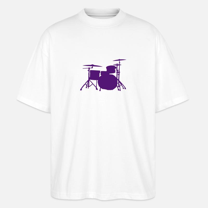 Drums Silhouette ReDesign 2 - Stanley/Stella Oversized Unisex Bio T-Shirt Blaster 2.0 - Weiß