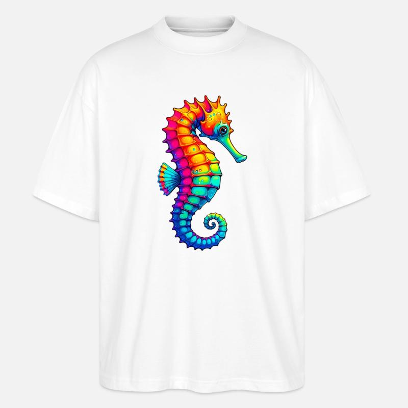 Seepferdchen - Stanley/Stella Oversized Unisex Bio T-Shirt Blaster 2.0 - Weiß