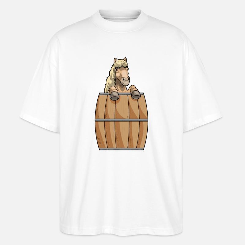 Pferd Fass - Stanley/Stella Oversized Unisex Bio T-Shirt Blaster 2.0 - Weiß