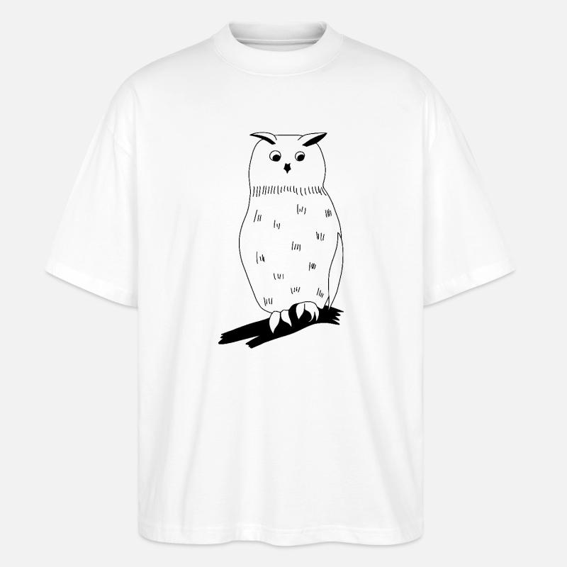 Eagle Owl - Graphic black and white - Stanley/Stella Oversized Unisex Organic T-shirt Blaster 2.0 - white