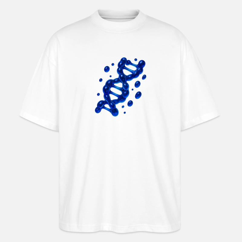 Molécule d’hélice d’ADN 3D Bleu - T-shirt bio Blaster 2.0 coupe oversize Stanley/Stella Unisexe - blanc