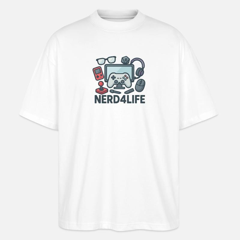 Conception de jeux et de style de vie nerd - T-shirt bio Blaster 2.0 coupe oversize Stanley/Stella Unisexe - blanc