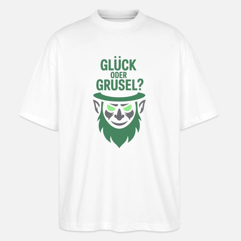 Glück oder Grusel Kobold-Motiv - Stanley/Stella Oversized Unisex Bio T-Shirt Blaster 2.0 - Weiß