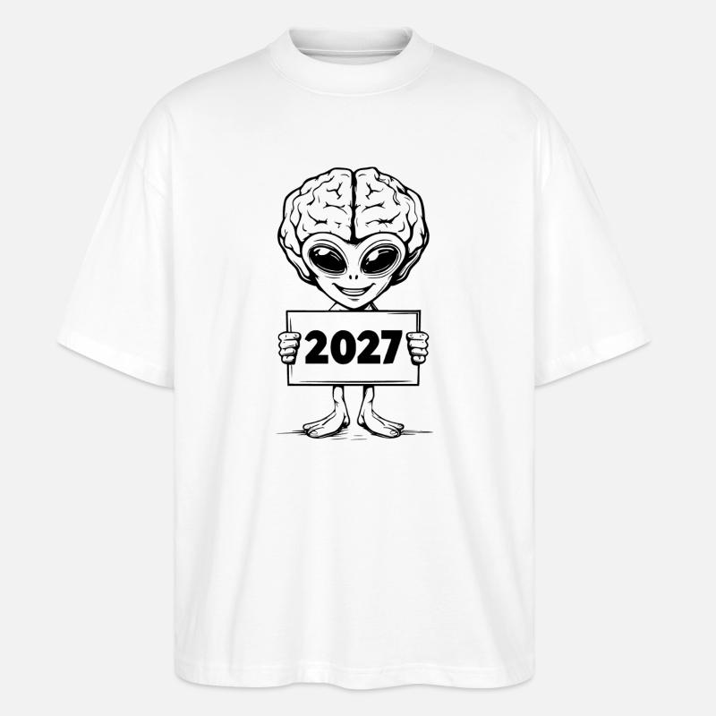 Alien mit Gehirn - Stanley/Stella Oversized Unisex Bio T-Shirt Blaster 2.0 - Weiß