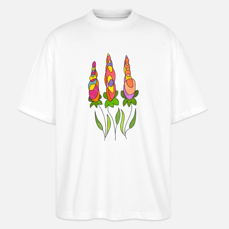 Blumen - Stanley/Stella Oversized Unisex Bio T-Shirt Blaster 2.0 - Weiß