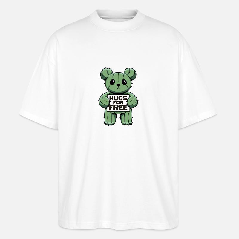 Cactus Hug Bear - Stanley/Stella Oversized Unisex Bio T-Shirt Blaster 2.0 - Weiß
