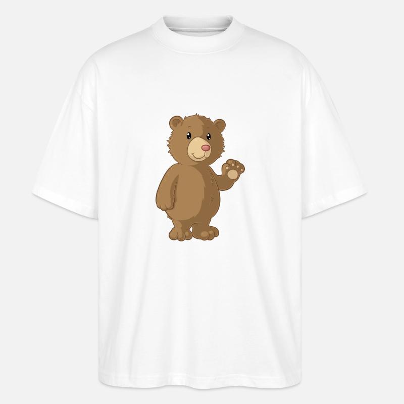 Winkender Comic Bär - Stanley/Stella Oversized Unisex Bio T-Shirt Blaster 2.0 - Weiß