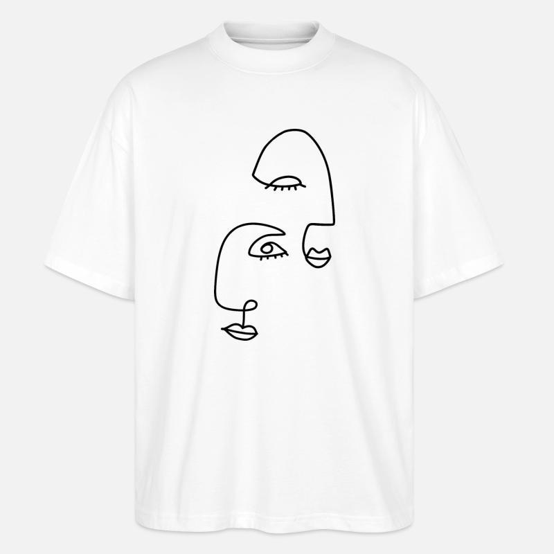Dessins au trait abstraits - T-shirt bio Blaster 2.0 coupe oversize Stanley/Stella Unisexe - blanc