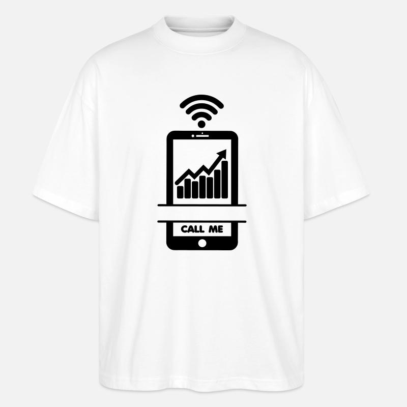 Unternehmensergebnisse steigen? Ruf mich an! - Stanley/Stella Oversized Unisex Bio T-Shirt Blaster 2.0 - Weiß