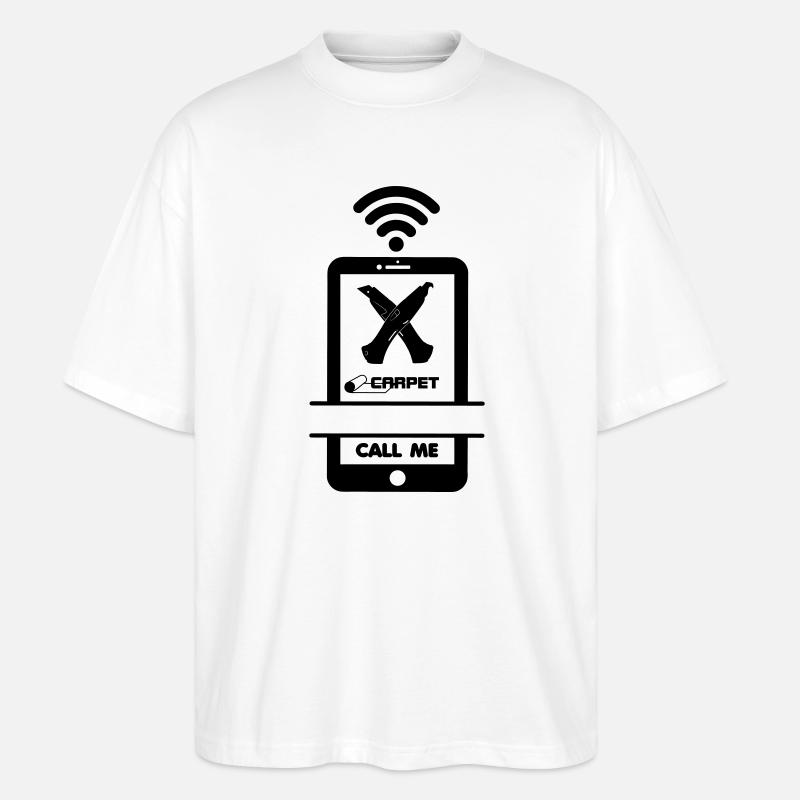 Anruf Telefon Teppichleger Logo Stanley Messer - Stanley/Stella Oversized Unisex Bio T-Shirt Blaster 2.0 - Weiß