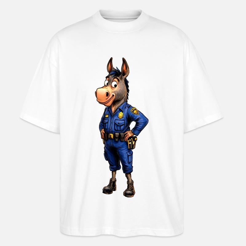 Polizei Esel - Stanley/Stella Oversized Unisex Bio T-Shirt Blaster 2.0 - Weiß