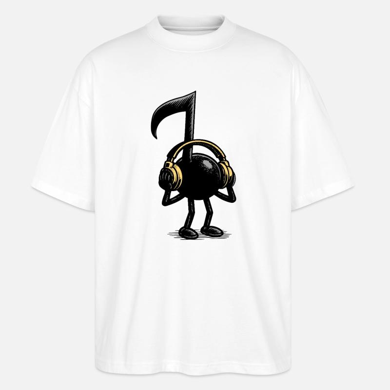 Note de musique - T-shirt bio Blaster 2.0 coupe oversize Stanley/Stella Unisexe - blanc