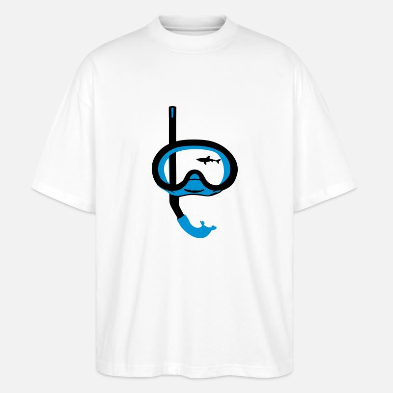 Taucherbrille und Hai - Stanley/Stella Oversized Unisex Bio T-Shirt Blaster 2.0 - Weiß