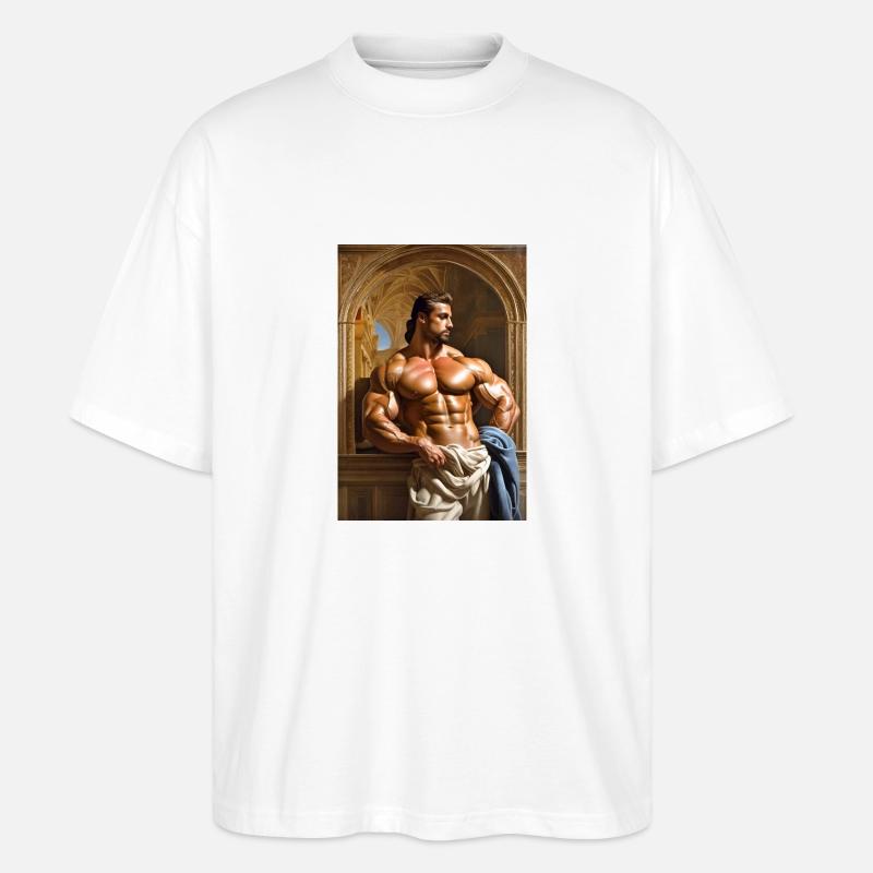Bodybuilder Ölgemälde - Stanley/Stella Oversized Unisex Bio T-Shirt Blaster 2.0 - Weiß