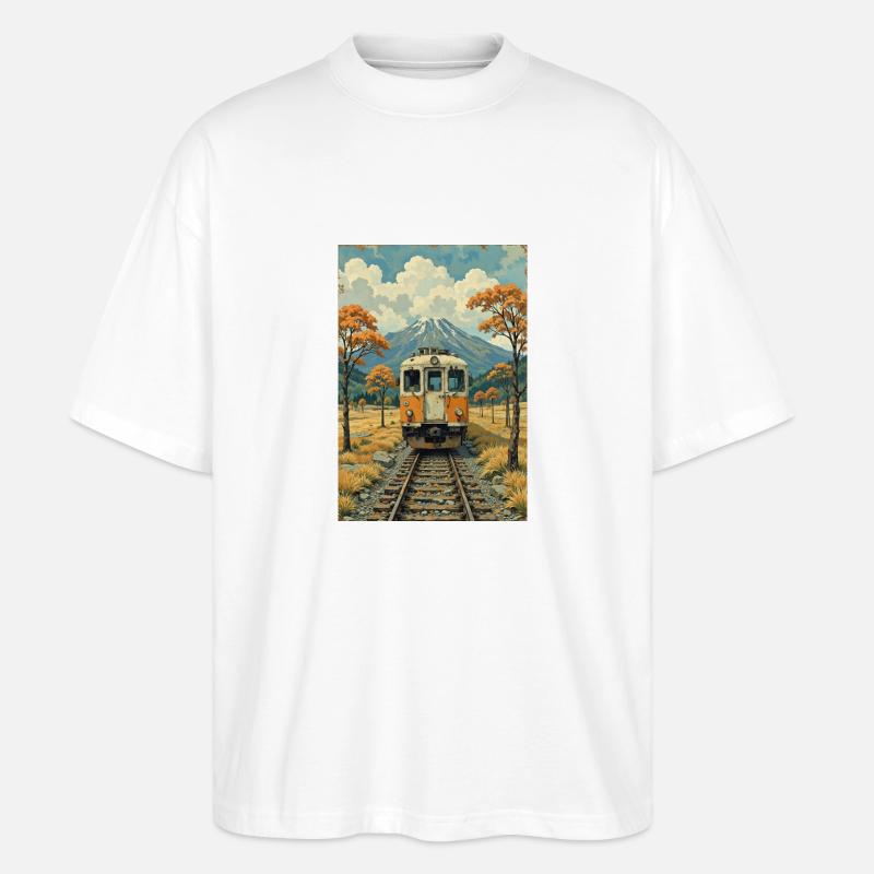Image de train rétro - T-shirt bio Blaster 2.0 coupe oversize Stanley/Stella Unisexe - blanc