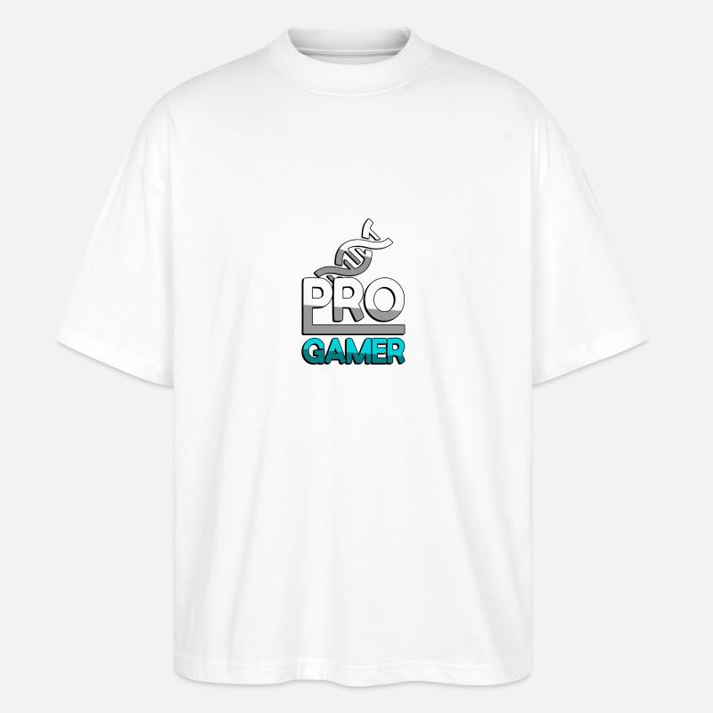 PRO GAMER (Türkis) + DNA - Gaming - Stanley/Stella Oversized Unisex Bio T-Shirt Blaster 2.0 - Weiß