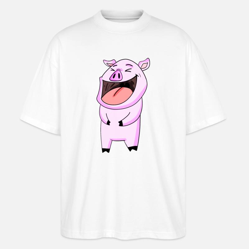 Pig laughs - Stanley/Stella Oversized Unisex Organic T-shirt Blaster 2.0 - white