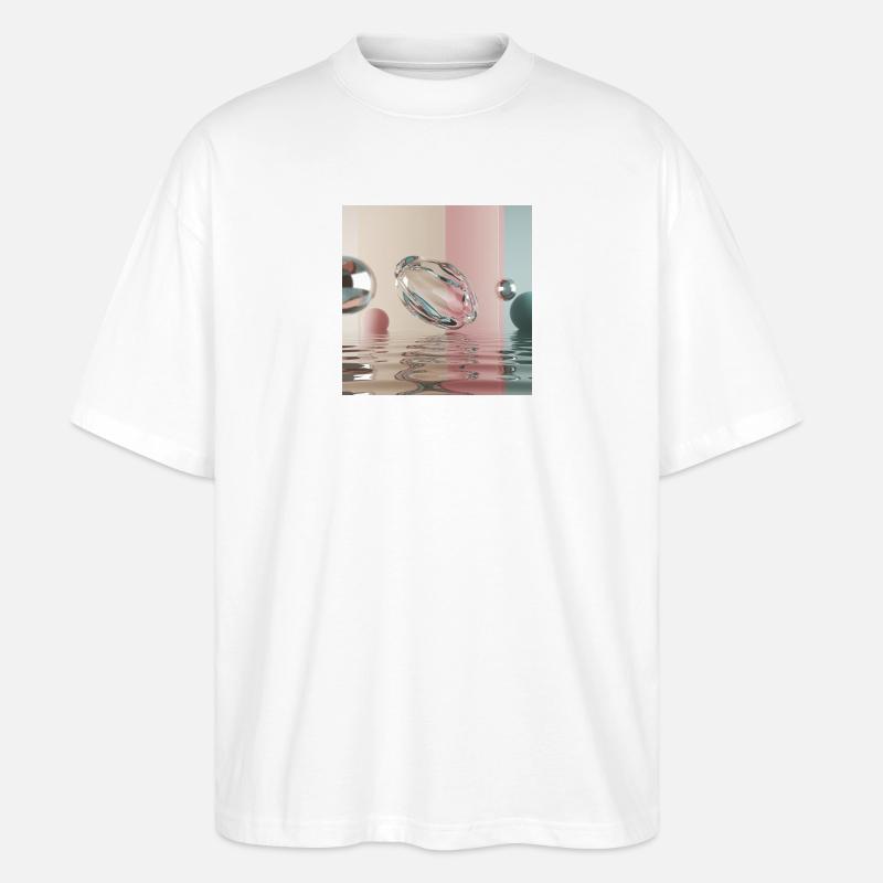 Reflets pastel dans sphère abstraite - T-shirt bio Blaster 2.0 coupe oversize Stanley/Stella Unisexe - blanc