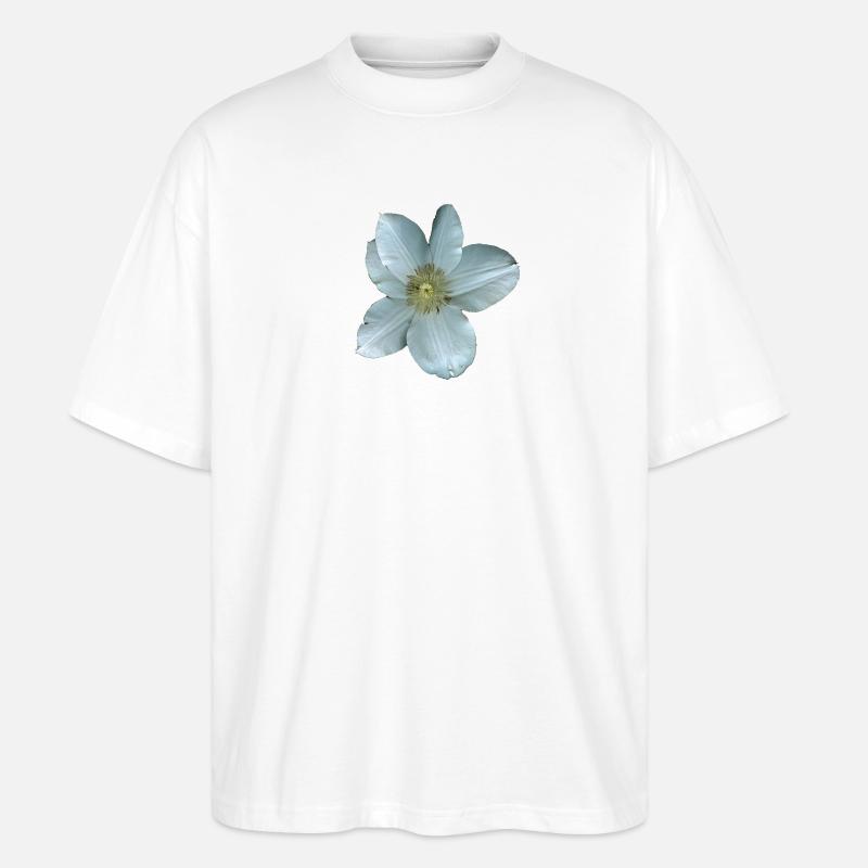 Fleur de clématite blanche - T-shirt bio Blaster 2.0 coupe oversize Stanley/Stella Unisexe - blanc