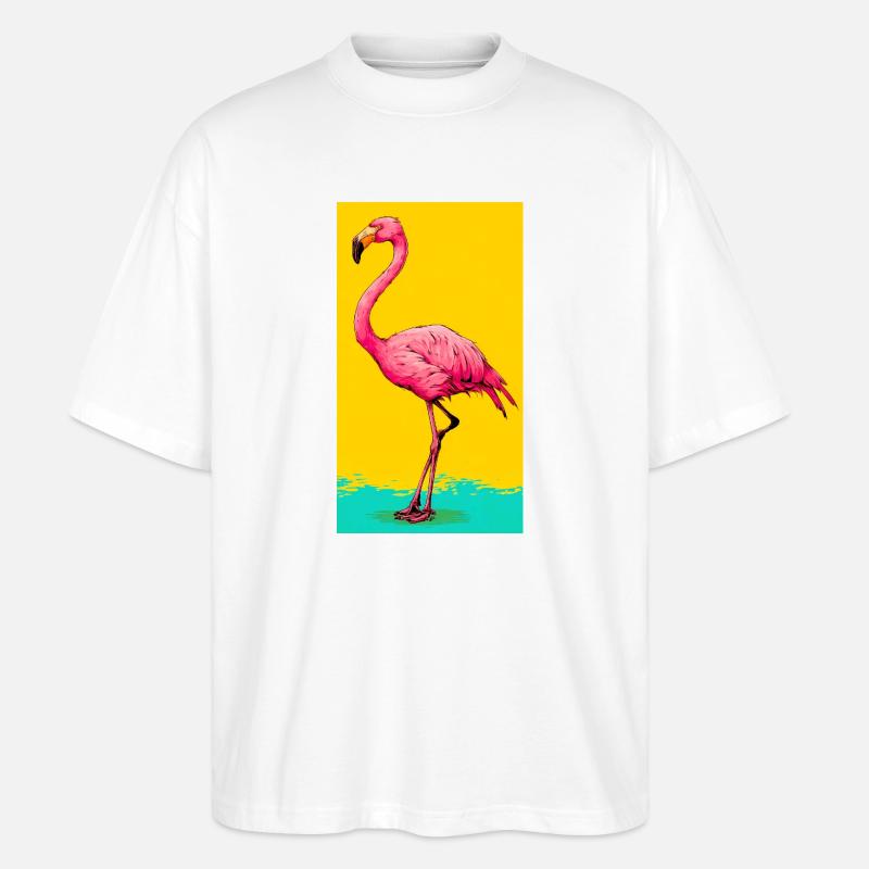 flamingo - Stanley/Stella Oversized Unisex Organic T-shirt Blaster 2.0 - white