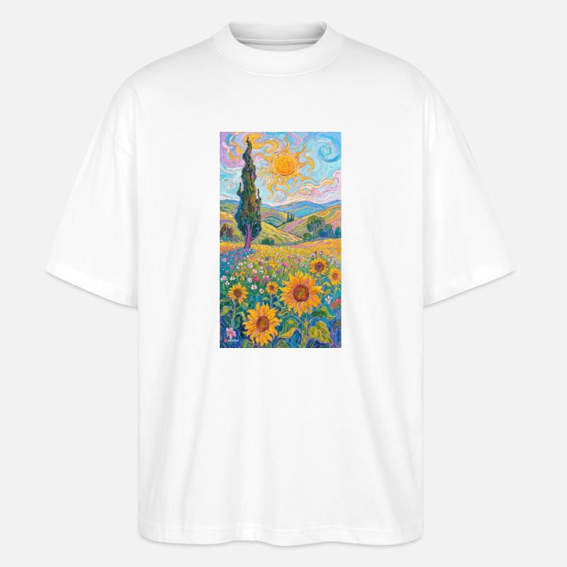 Sonnenblumen im Impressionismus - Stanley/Stella Oversized Unisex Bio T-Shirt Blaster 2.0 - Weiß