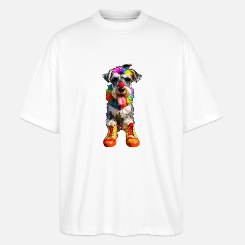 Schnauzer Clown - Stanley/Stella Oversized Unisex Bio T-Shirt Blaster 2.0 - Weiß