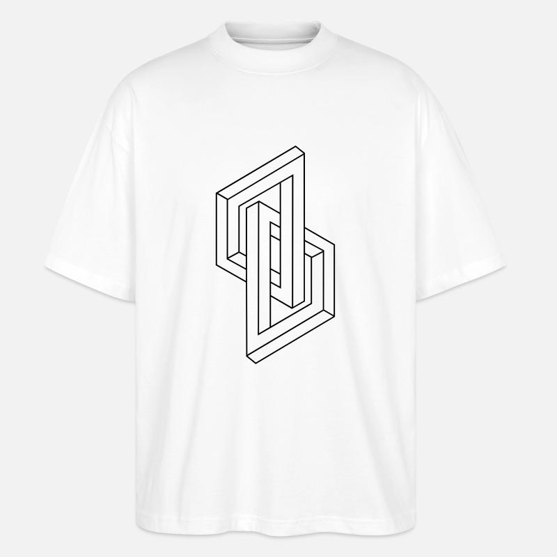 Optical Illusion - Impossible figure - Geometry - Stanley/Stella Oversized Unisex Organic T-shirt Blaster 2.0 - white