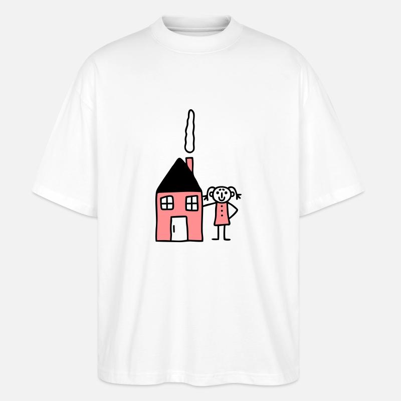 Frau am Haus - V2 - Stanley/Stella Oversized Unisex Bio T-Shirt Blaster 2.0 - Weiß