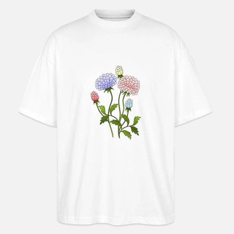 Blumen - Stanley/Stella Oversized Unisex Bio T-Shirt Blaster 2.0 - Weiß