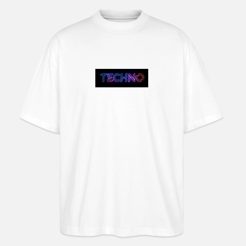 Techno Neon Glitch Text - Stanley/Stella Oversized Unisex Organic T-shirt Blaster 2.0 - white