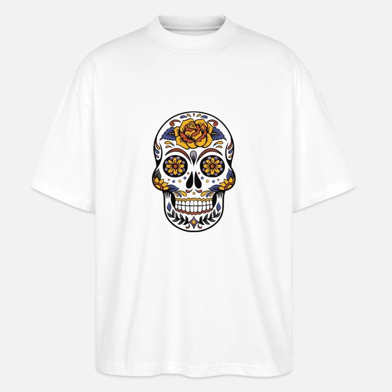 Blumen Schädel - Stanley/Stella Oversized Unisex Bio T-Shirt Blaster 2.0 - Weiß