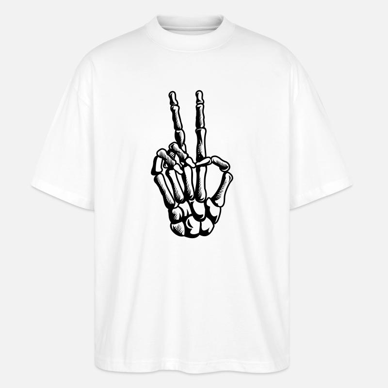 Peace Zeichen, Handzeichen - Stanley/Stella Oversized Unisex Bio T-Shirt Blaster 2.0 - Weiß