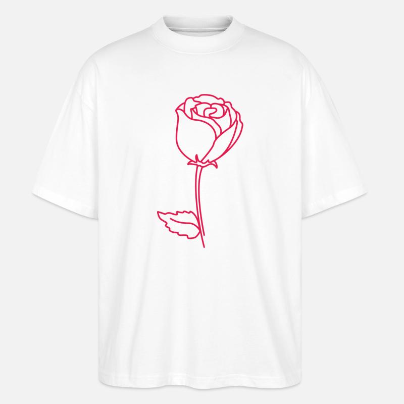 Rosenumriss Neonpink - Stanley/Stella Oversized Unisex Bio T-Shirt Blaster 2.0 - Weiß