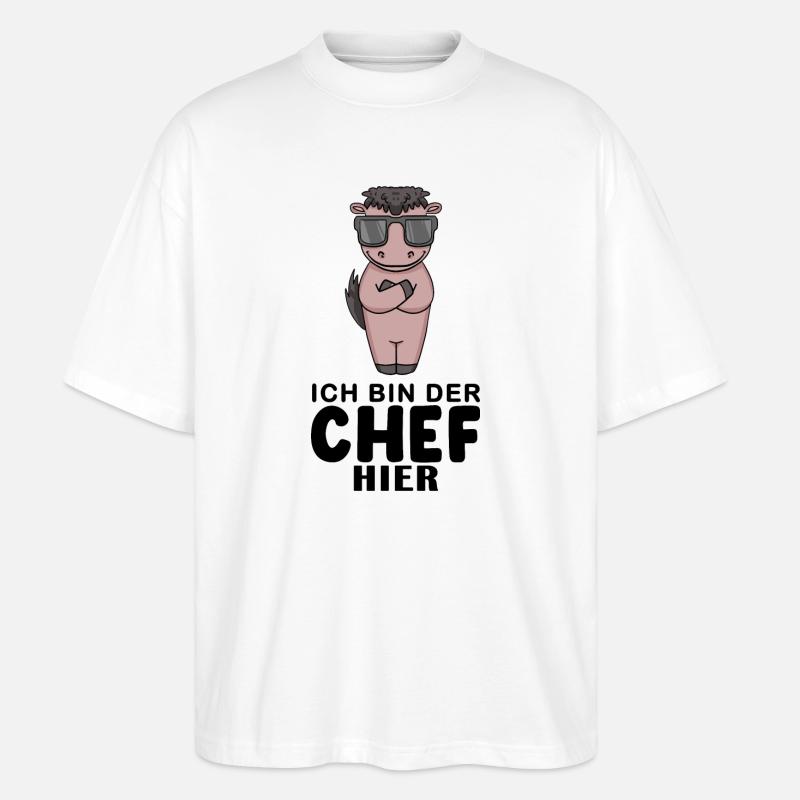 Chef Spruch mit Pferd Motiv - Stanley/Stella Oversized Unisex Bio T-Shirt Blaster 2.0 - Weiß