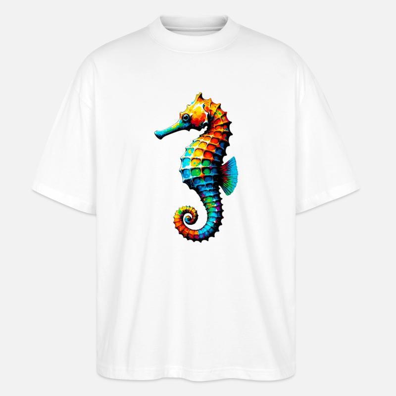 Seepferdchen - Stanley/Stella Oversized Unisex Bio T-Shirt Blaster 2.0 - Weiß